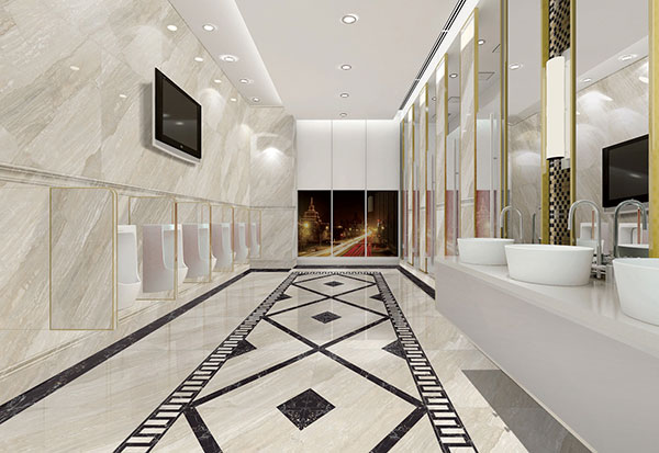 J9集团直营全抛釉瓷砖天堡石KYS8062高档洗手间成效图