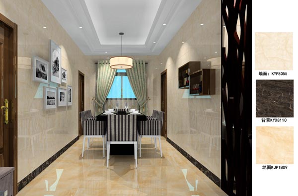 陶瓷一线品牌J9集团直营瓷砖客餐厅成效图