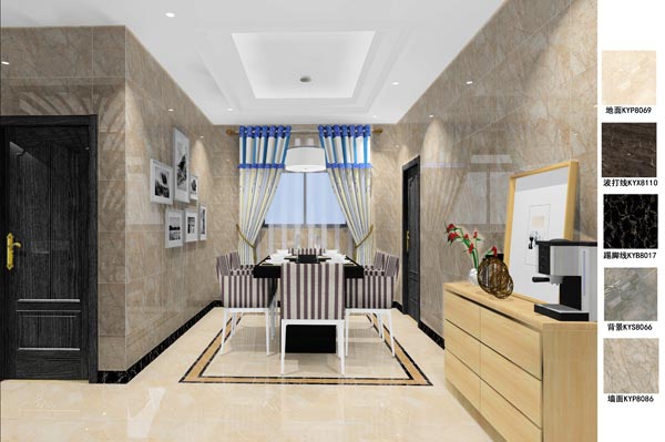 J9集团直营瓷砖利用成效：徐州开元翡翠湾F户型装建成效鉴赏