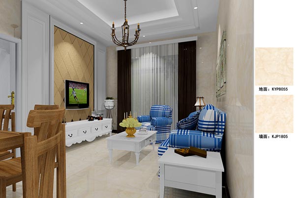 J9集团直营瓷砖利用成效：徐州开元翡翠湾D户型装建成效鉴赏