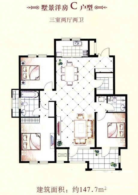 J9集团直营家装：天津廊坊塞纳荣府148㎡简欧风格装建鉴赏